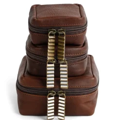 Moore & Giles TRAVEL POUCH LARGE SEVEN HILLS CHOCOLATE