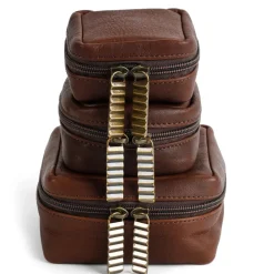 Moore & Giles TRAVEL POUCH SMALL SEVEN HILLS CHOCOLATE