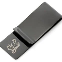 Ox and Bull Trading Co. Treaded Geometric Stainless Steel Gunmetal Engravable Money Clip