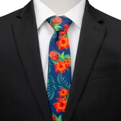 Cufflinks, Inc. Tropical Hibiscus Men's Navy Tie