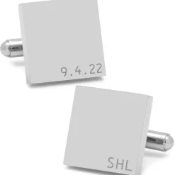 Ox and Bull Trading Co. Typewriter Wedding Day Engravable Square Cufflinks