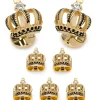 Ox and Bull Trading Co. VDP 3D Crown Gold Crystal Stud Set