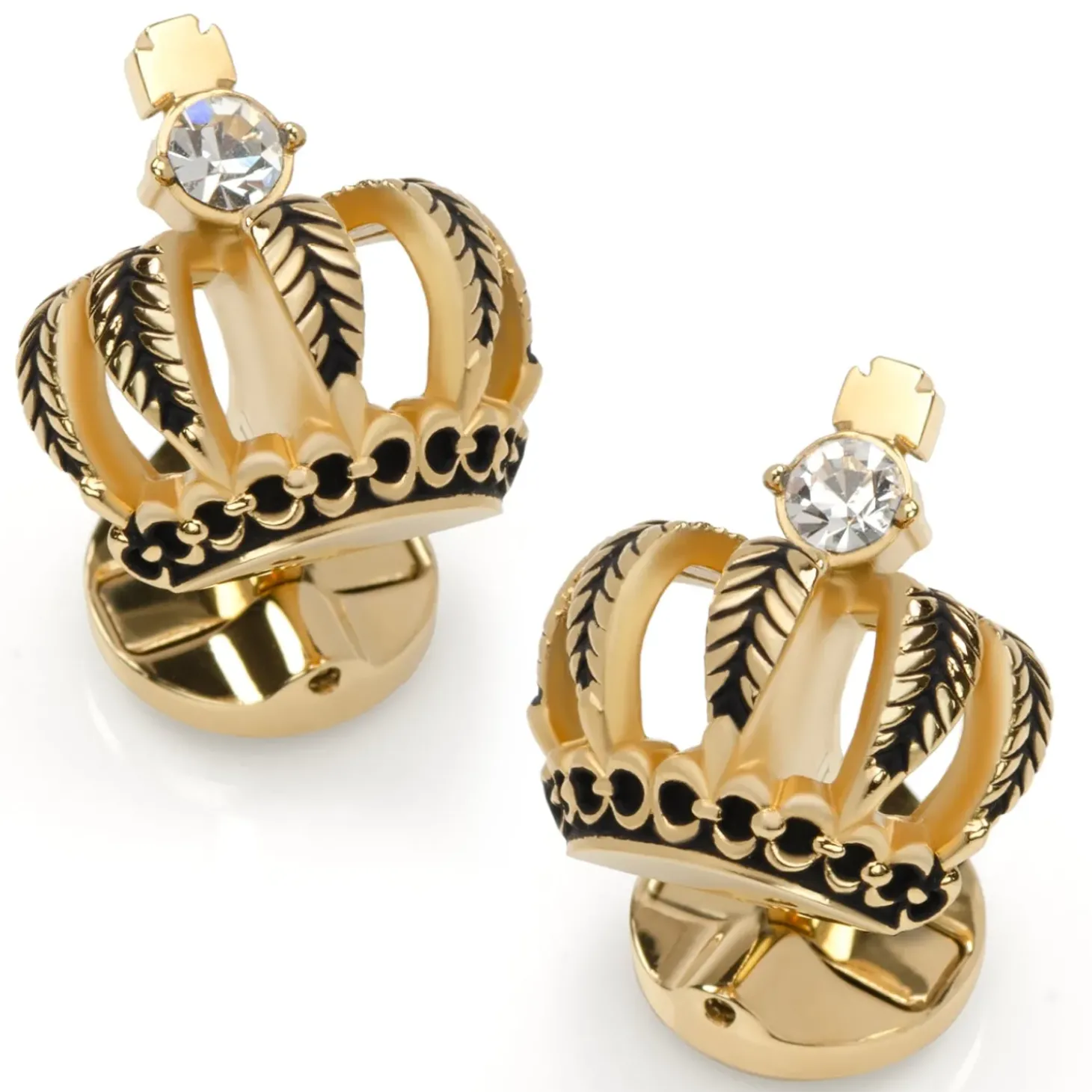 Ox and Bull Trading Co. VDP 3D Crown Gold Crystal Stud Set