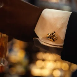 Ox and Bull Trading Co. VDP 3D Crown Royal Gold Stainless Cufflinks