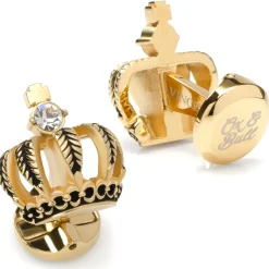 Ox and Bull Trading Co. VDP 3D Crown Royal Gold Stainless Cufflinks