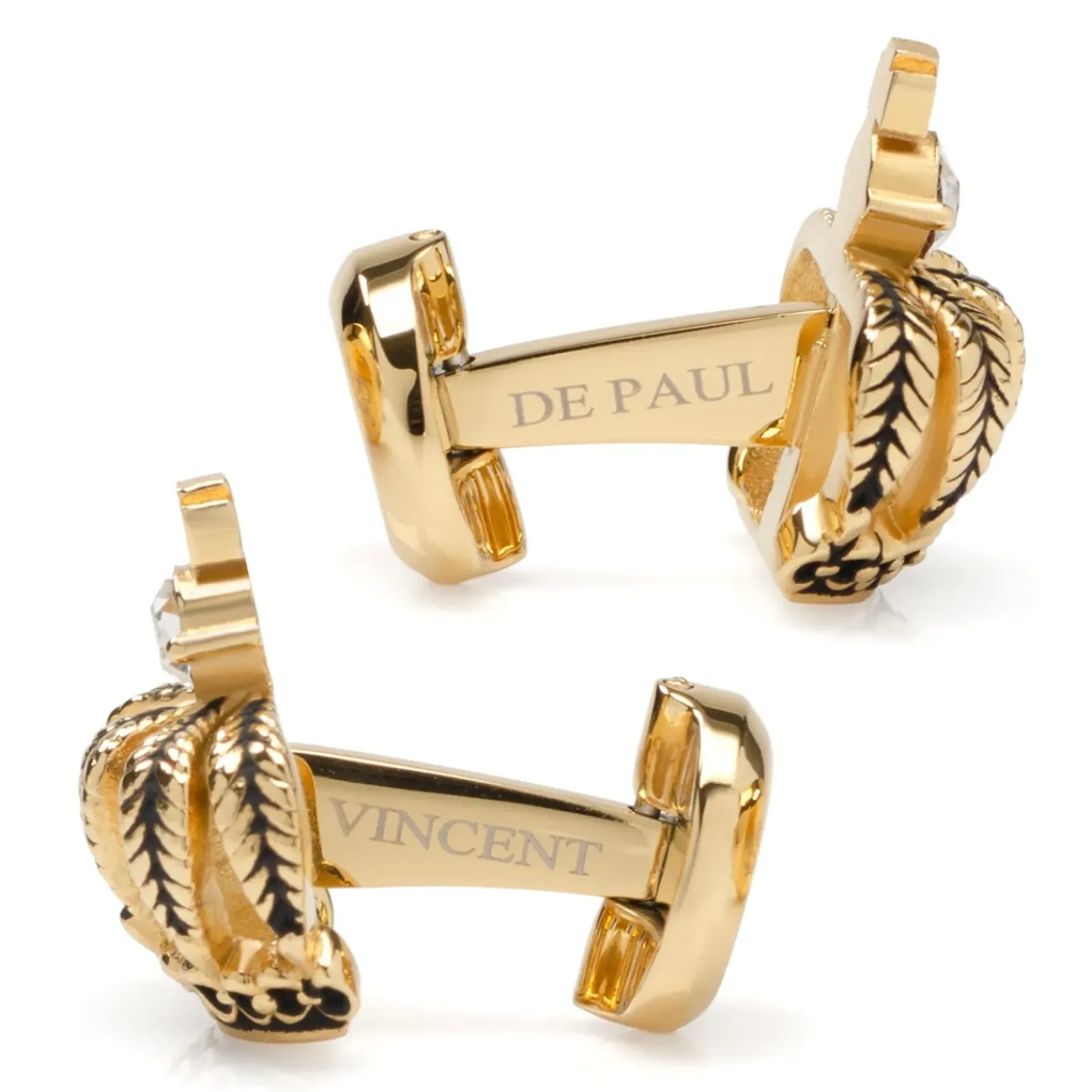 Ox and Bull Trading Co. VDP 3D Crown Royal Gold Stainless Cufflinks