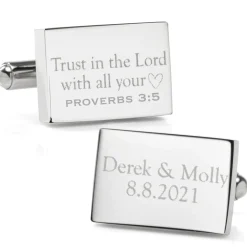 Ox and Bull Trading Co. Wedding Bible Verse Engravable Cufflinks