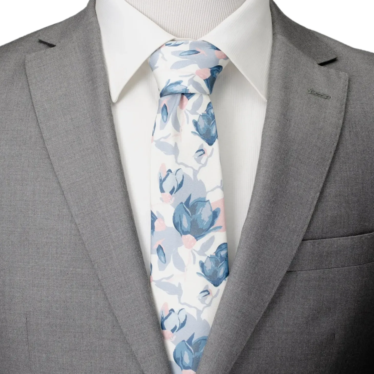 Ox and Bull Trading Co. White Floral Patterned Printed Men's Tie