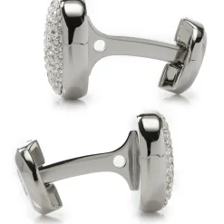 Ox and Bull Trading Co. White Pave Crystal Cufflinks