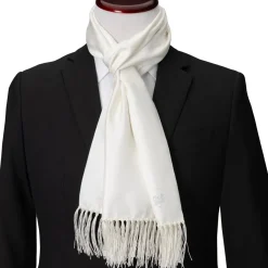 Ox and Bull Trading Co. White Silk Tuxedo Scarf