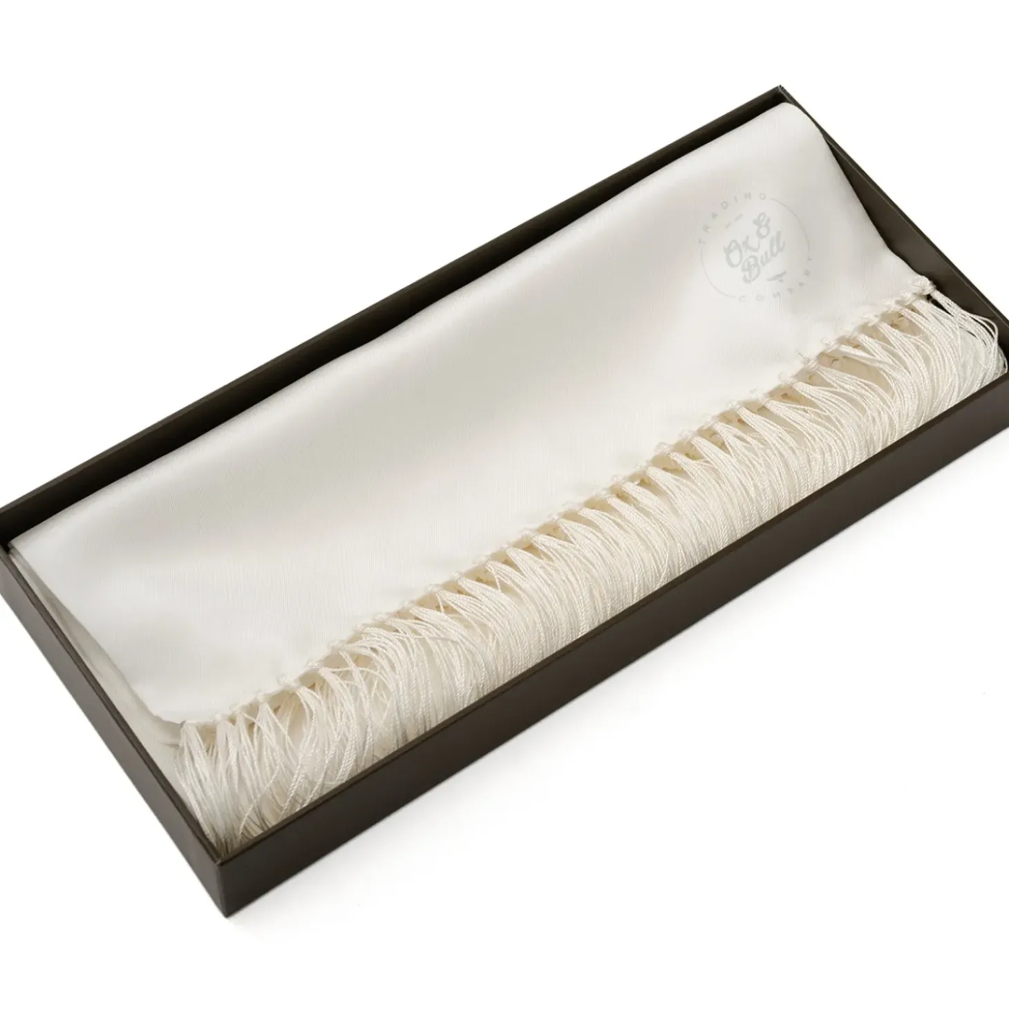 Ox and Bull Trading Co. White Silk Tuxedo Scarf