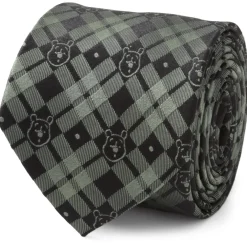 Disney Winnie The Pooh Green Black Plaid Men's Tie