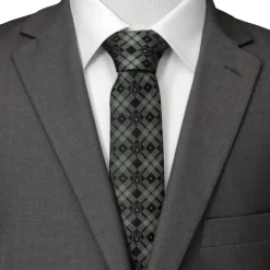 Disney Winnie The Pooh Green Black Plaid Men's Tie