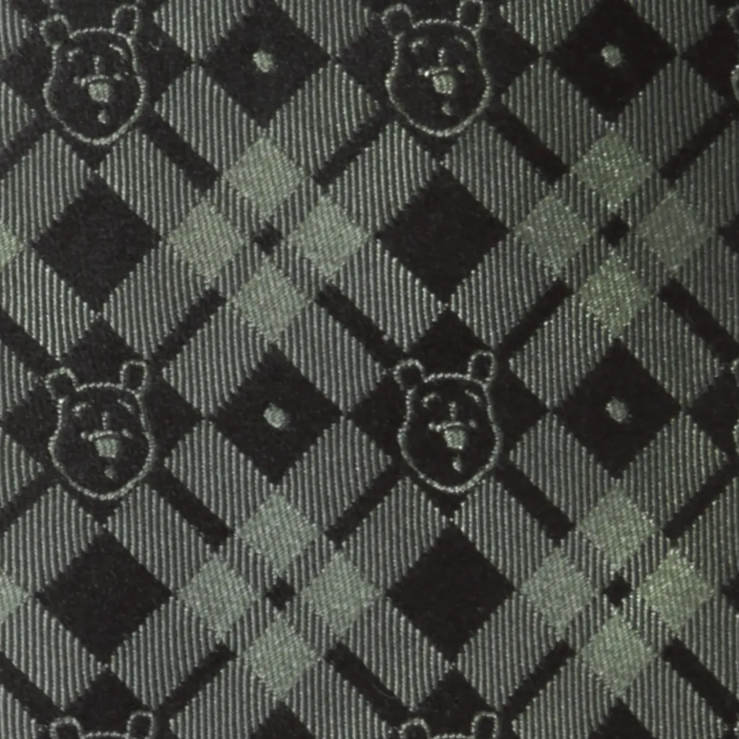 Disney Winnie The Pooh Green Black Plaid Men's Tie
