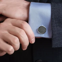 Ox and Bull Trading Co. Woven Metal Black Cufflinks