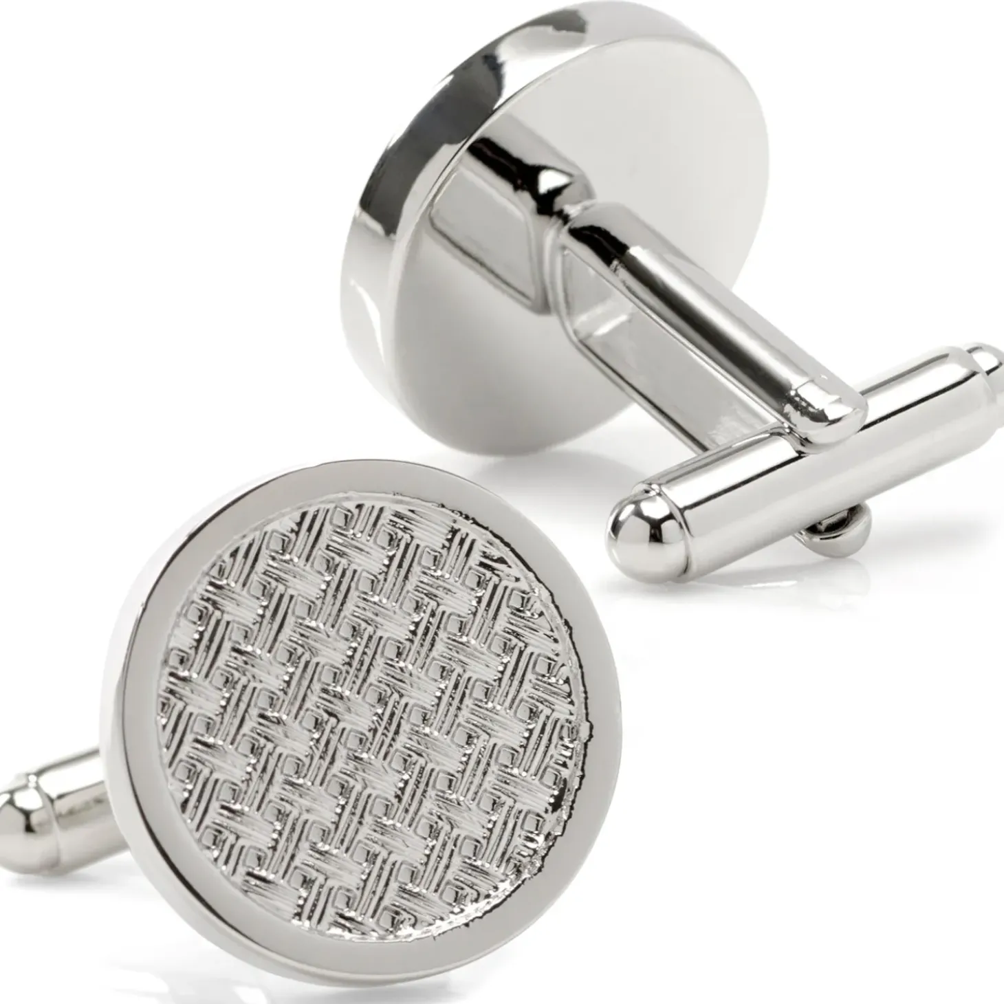 Ox and Bull Trading Co. Woven Metal Silver Cufflinks