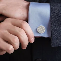 Ox and Bull Trading Co. Woven Metal Silver Cufflinks